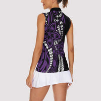 Polynesian Plumeria Floral Tattoo Pattern Women Sleeveless Polo Shirt Purple Style LT9 - Polynesian Pride
