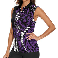 Polynesian Plumeria Floral Tattoo Pattern Women Sleeveless Polo Shirt Purple Style LT9 - Polynesian Pride
