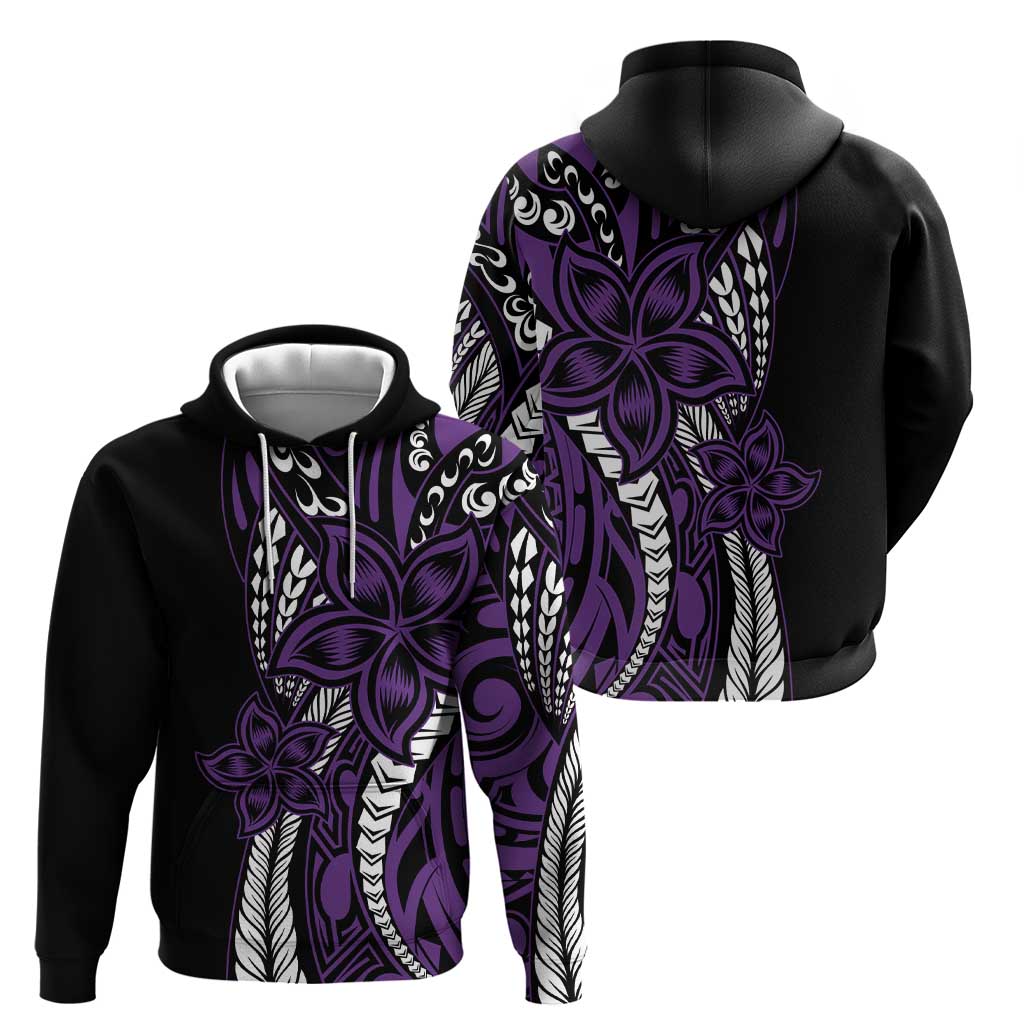 Polynesian Plumeria Floral Tattoo Pattern Zip Hoodie Purple Style