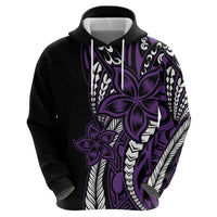 Polynesian Plumeria Floral Tattoo Pattern Zip Hoodie Purple Style
