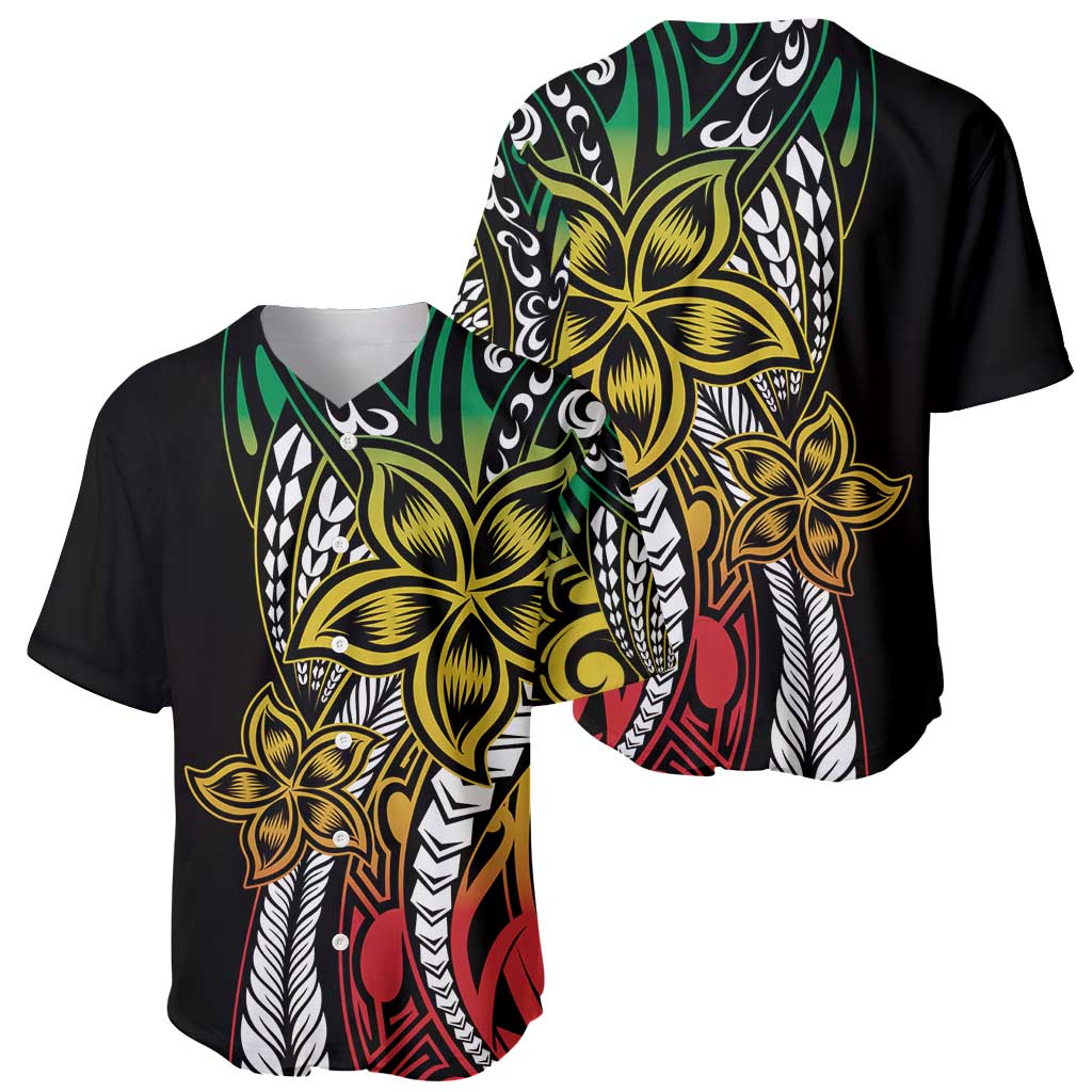 Polynesian Plumeria Floral Tattoo Pattern Baseball Jersey Reggae Style LT9 - Polynesian Pride