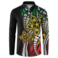 Polynesian Plumeria Floral Tattoo Pattern Button Sweatshirt Reggae Style