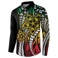 Polynesian Plumeria Floral Tattoo Pattern Button Sweatshirt Reggae Style