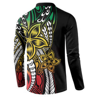 Polynesian Plumeria Floral Tattoo Pattern Button Sweatshirt Reggae Style
