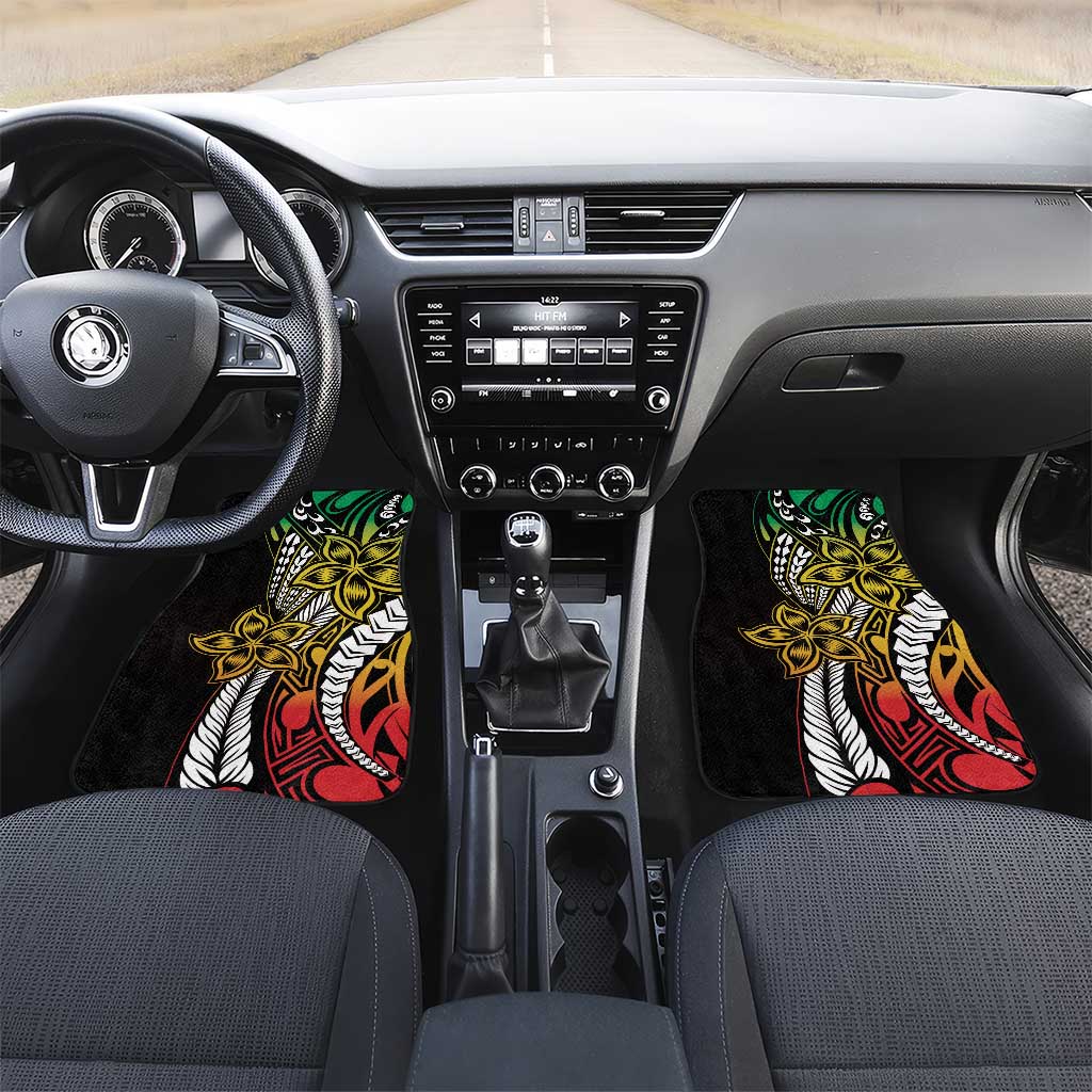 Polynesian Plumeria Floral Tattoo Pattern Car Mats Reggae Style