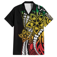 Polynesian Plumeria Floral Tattoo Pattern Family Matching Puletasi and Hawaiian Shirt Reggae Style LT9 Dad's Shirt - Short Sleeve Reggae - Polynesian Pride