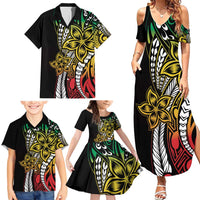 Polynesian Plumeria Floral Tattoo Pattern Family Matching Summer Maxi Dress and Hawaiian Shirt Reggae Style LT9 - Polynesian Pride
