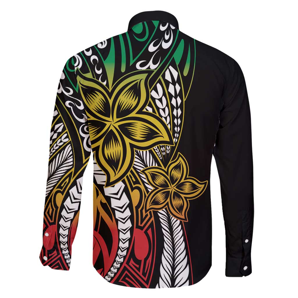 Polynesian Plumeria Floral Tattoo Pattern Family Matching Summer Maxi Dress and Hawaiian Shirt Reggae Style LT9 - Polynesian Pride