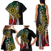 Polynesian Plumeria Floral Tattoo Pattern Family Matching Tank Maxi Dress and Hawaiian Shirt Reggae Style LT9 - Polynesian Pride