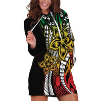 Polynesian Plumeria Floral Tattoo Pattern Hoodie Dress Reggae Style
