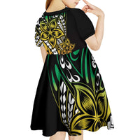 Polynesian Plumeria Floral Tattoo Pattern Kid Short Sleeve Dress Reggae Style LT9 - Polynesian Pride