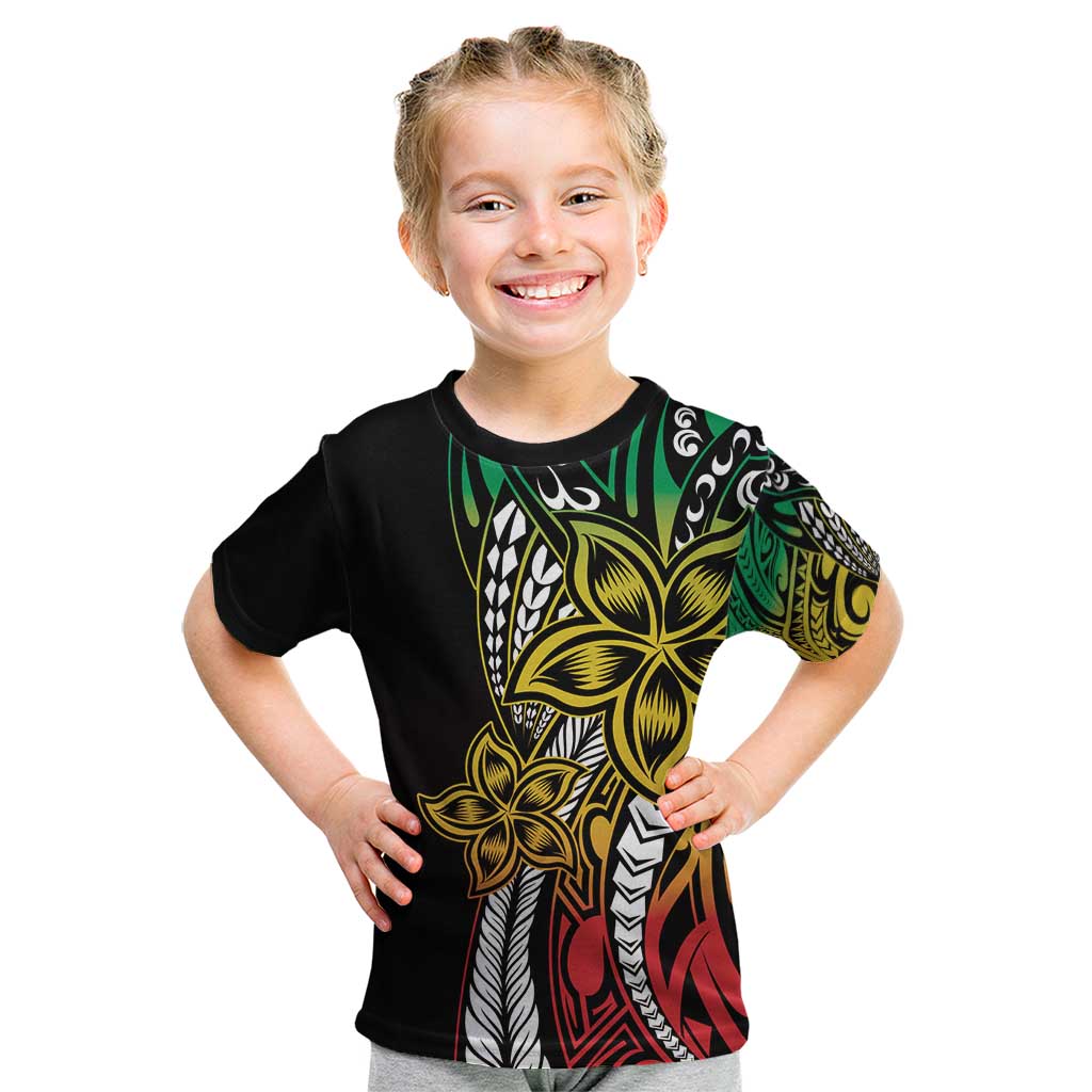 Polynesian Plumeria Floral Tattoo Pattern Kid T Shirt Reggae Style LT9 Reggae - Polynesian Pride