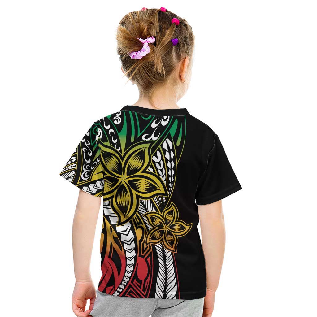 Polynesian Plumeria Floral Tattoo Pattern Kid T Shirt Reggae Style LT9 - Polynesian Pride