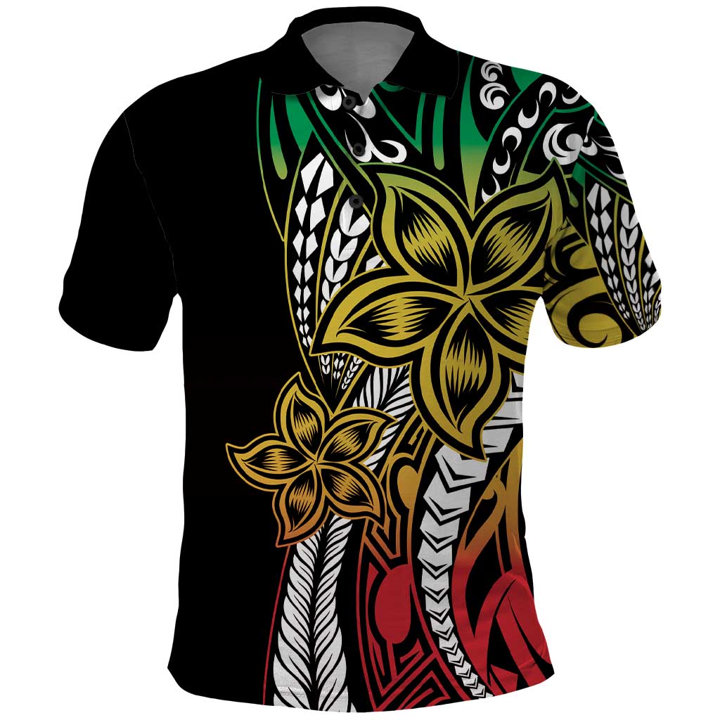 Polynesian Plumeria Floral Tattoo Pattern Polo Shirt Reggae Style