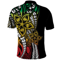 Polynesian Plumeria Floral Tattoo Pattern Polo Shirt Reggae Style