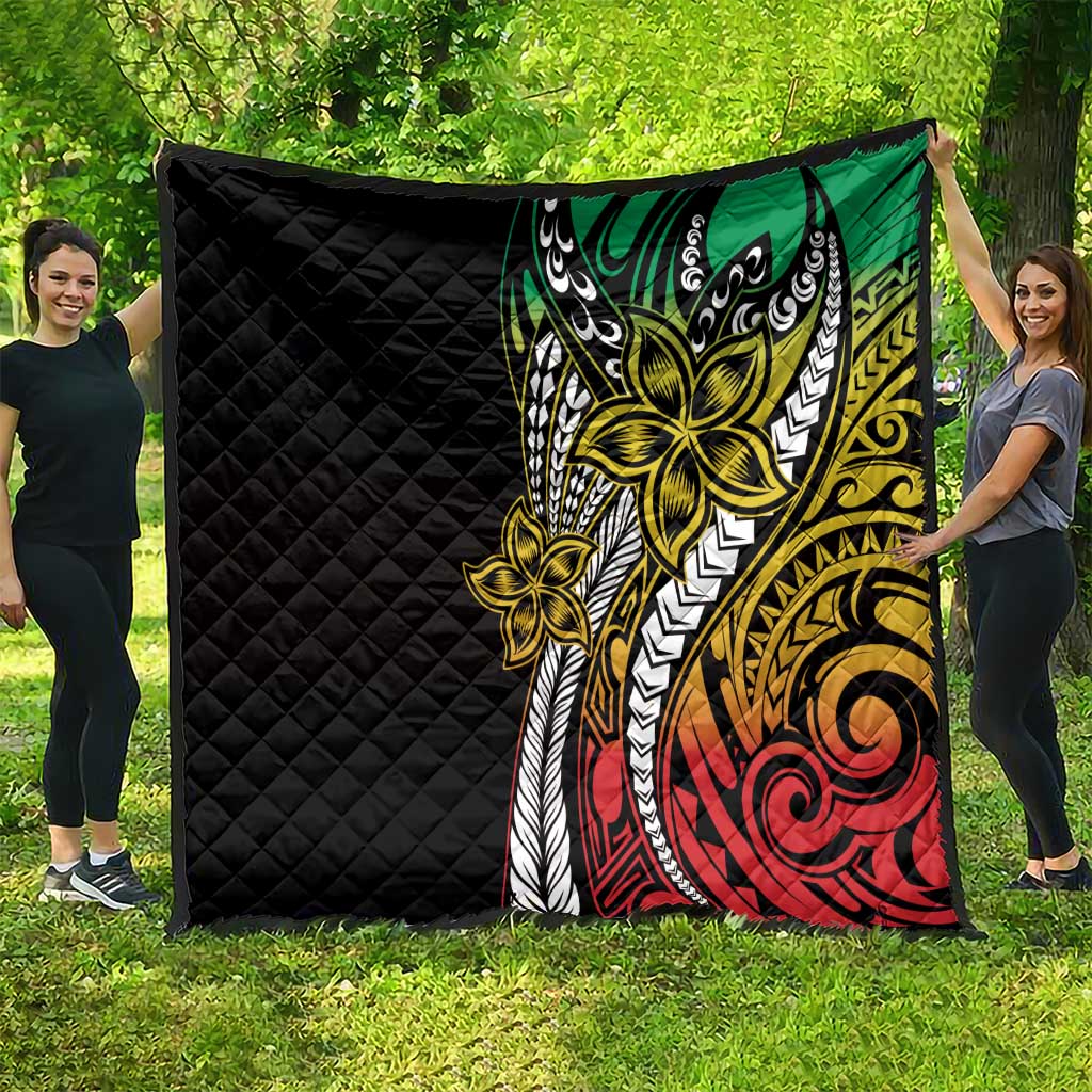 Polynesian Plumeria Floral Tattoo Pattern Quilt Reggae Style LT9 - Polynesian Pride