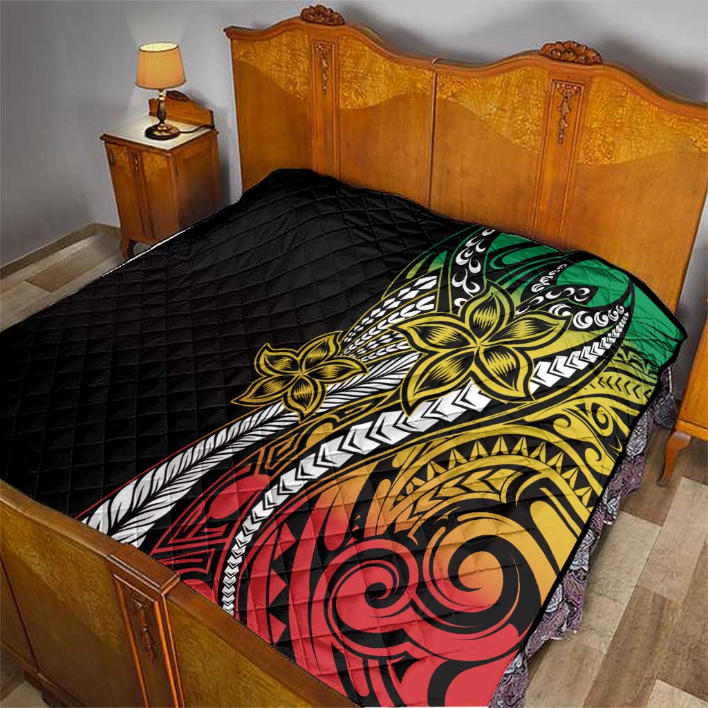 Polynesian Plumeria Floral Tattoo Pattern Quilt Reggae Style LT9 - Polynesian Pride