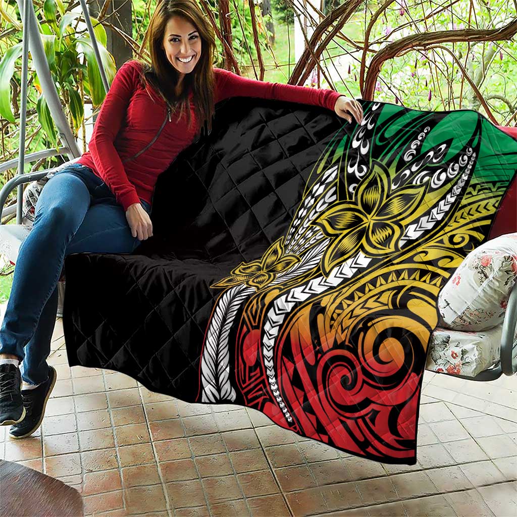 Polynesian Plumeria Floral Tattoo Pattern Quilt Reggae Style LT9 - Polynesian Pride