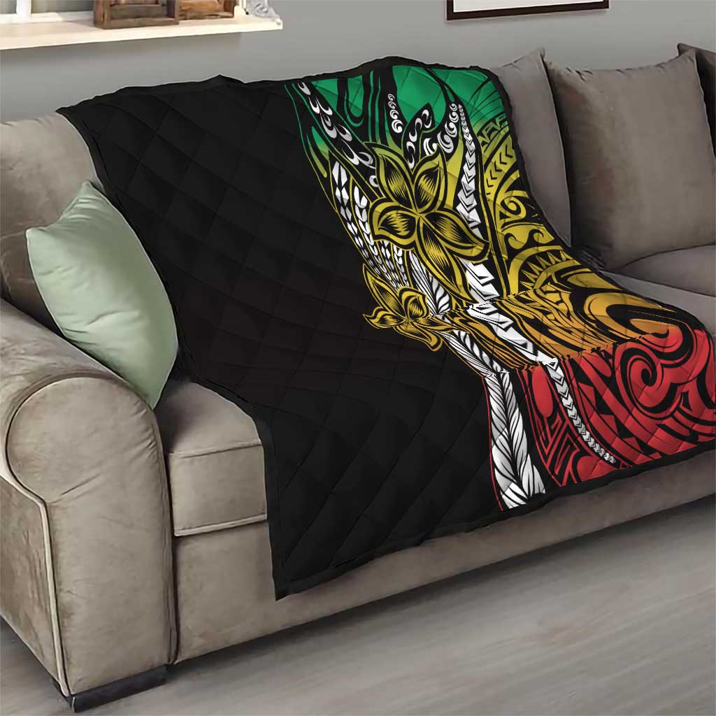 Polynesian Plumeria Floral Tattoo Pattern Quilt Reggae Style LT9 - Polynesian Pride