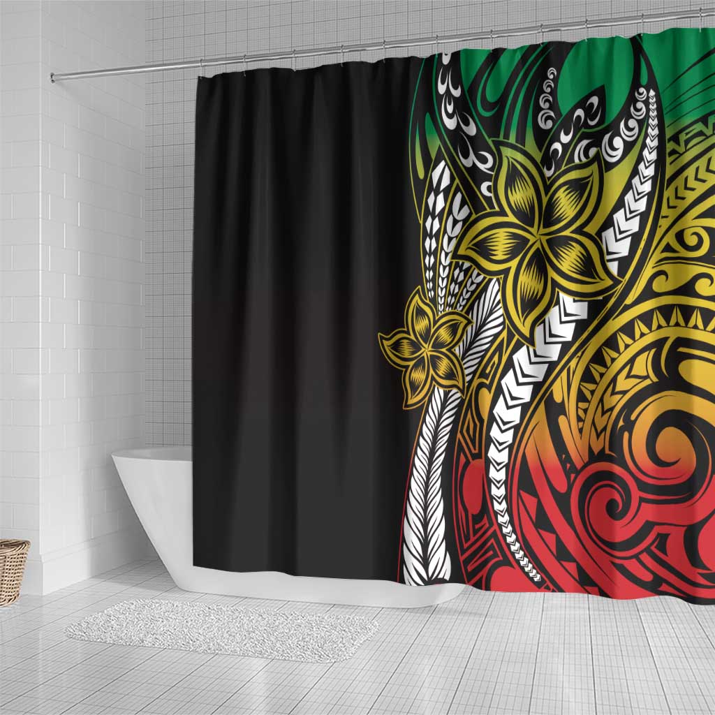 Polynesian Plumeria Floral Tattoo Pattern Shower Curtain Reggae Style LT9 - Polynesian Pride
