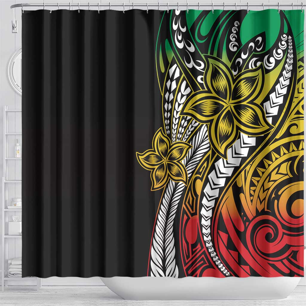 Polynesian Plumeria Floral Tattoo Pattern Shower Curtain Reggae Style LT9 - Polynesian Pride