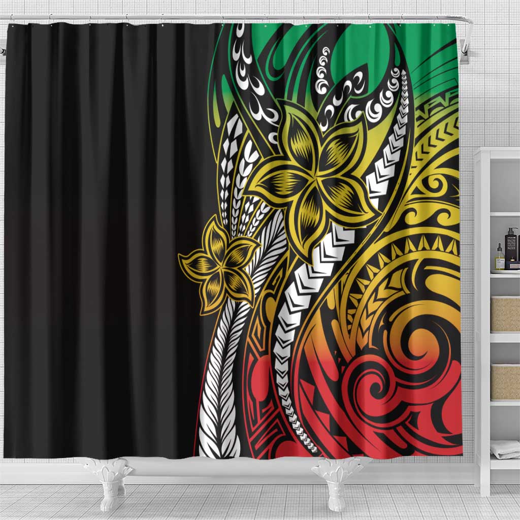 Polynesian Plumeria Floral Tattoo Pattern Shower Curtain Reggae Style LT9 - Polynesian Pride