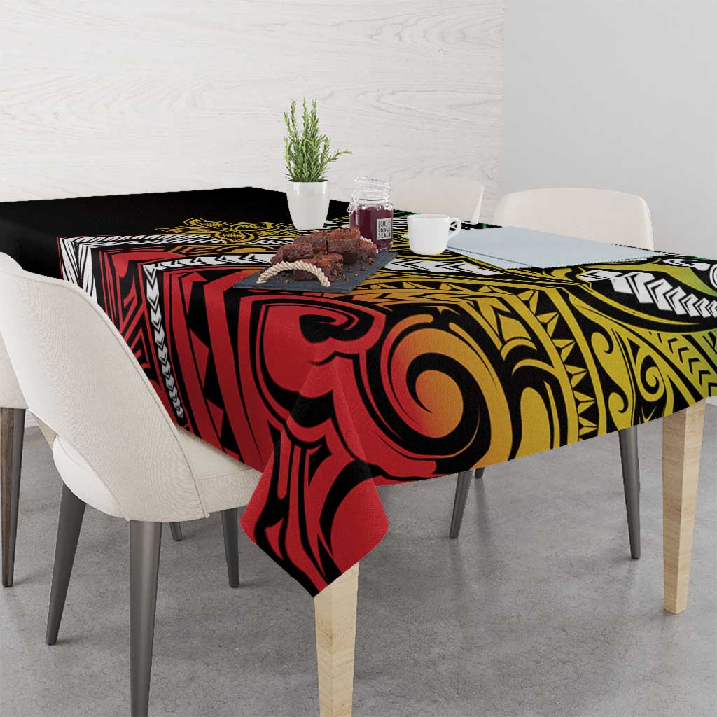 Polynesian Plumeria Floral Tattoo Pattern Tablecloth Reggae Style