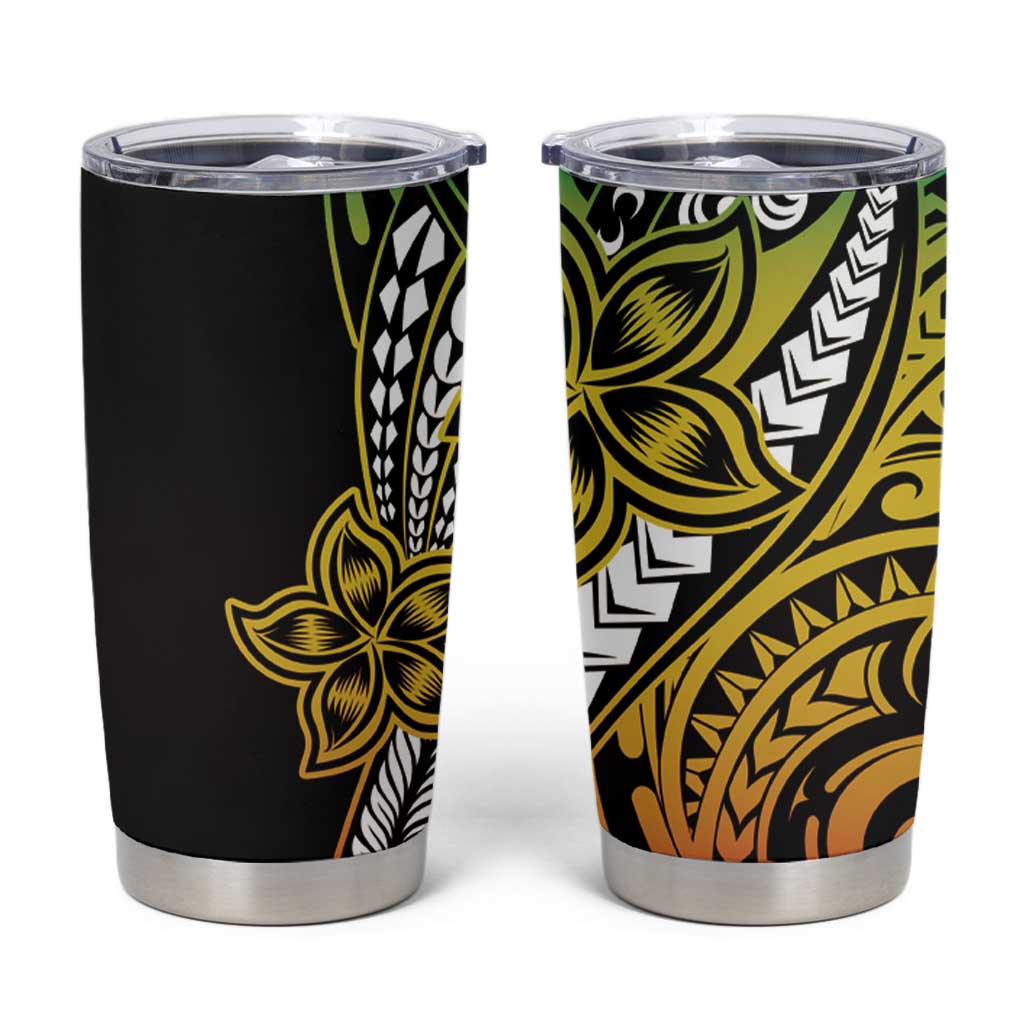 Polynesian Plumeria Floral Tattoo Pattern Tumbler Cup Reggae Style