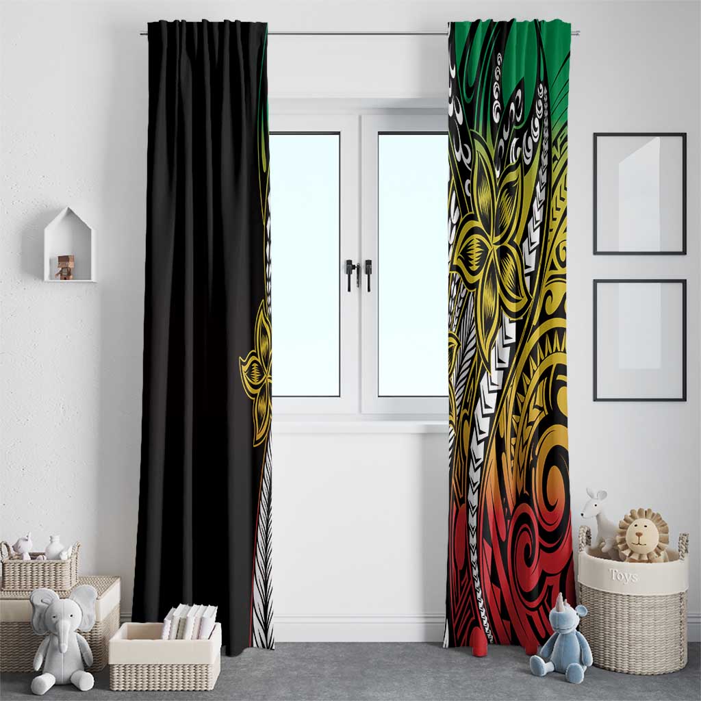 Polynesian Plumeria Floral Tattoo Pattern Window Curtain Reggae Style