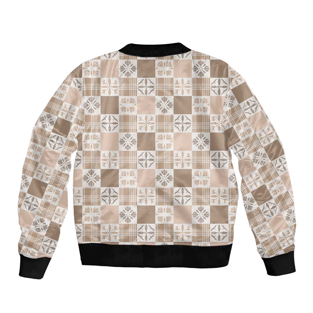 Hawaiian Palaka Quilt Pattern Bomber Jacket Hawaii Culture Bird of Paradise Exotic Motif - Polynesian Pride