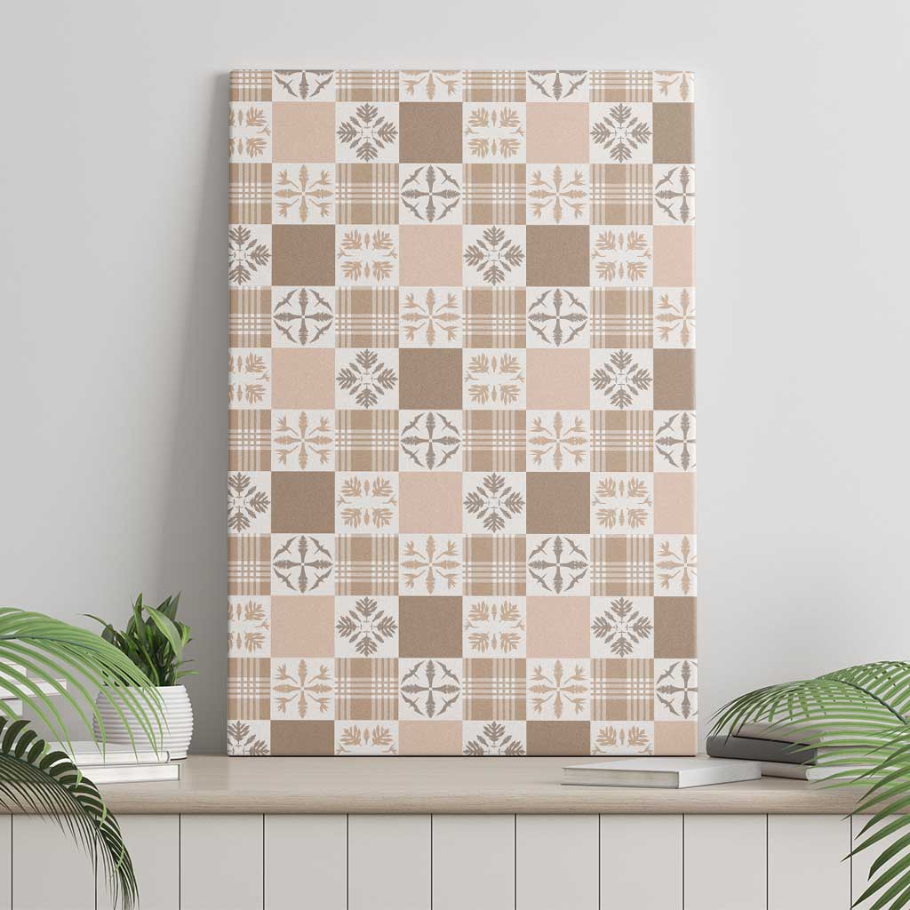 Hawaiian Palaka Quilt Pattern Canvas Wall Art Hawaii Culture Bird of Paradise Exotic Motif - Polynesian Pride