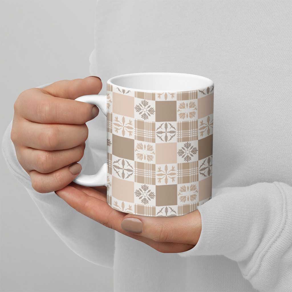 Hawaiian Palaka Quilt Pattern Ceramic Mug Hawaii Culture Bird of Paradise Exotic Motif - Polynesian Pride