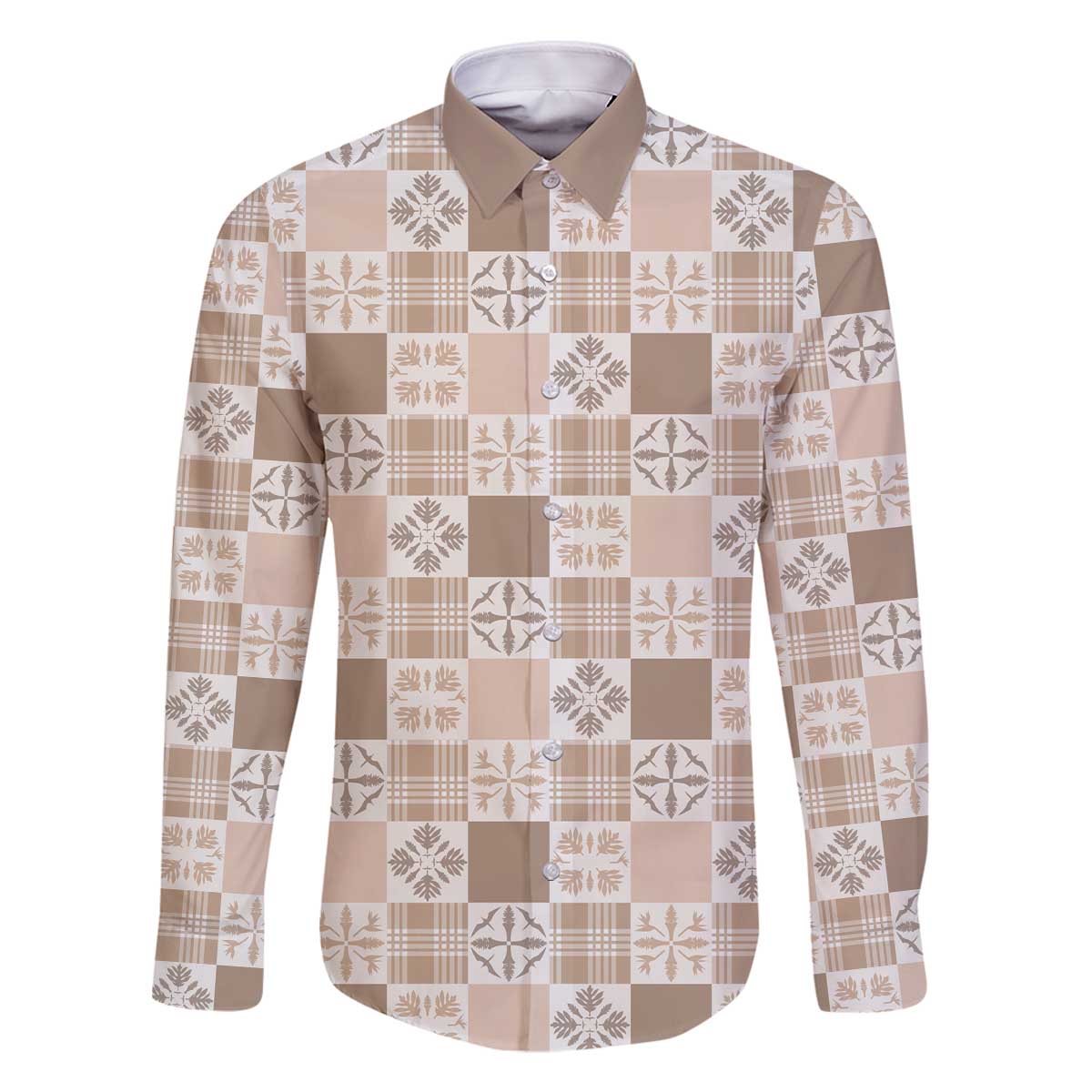 Hawaiian Palaka Quilt Pattern Family Matching Off The Shoulder Long Sleeve Dress and Hawaiian Shirt Hawaii Culture Bird of Paradise Exotic Motif - Polynesian Pride