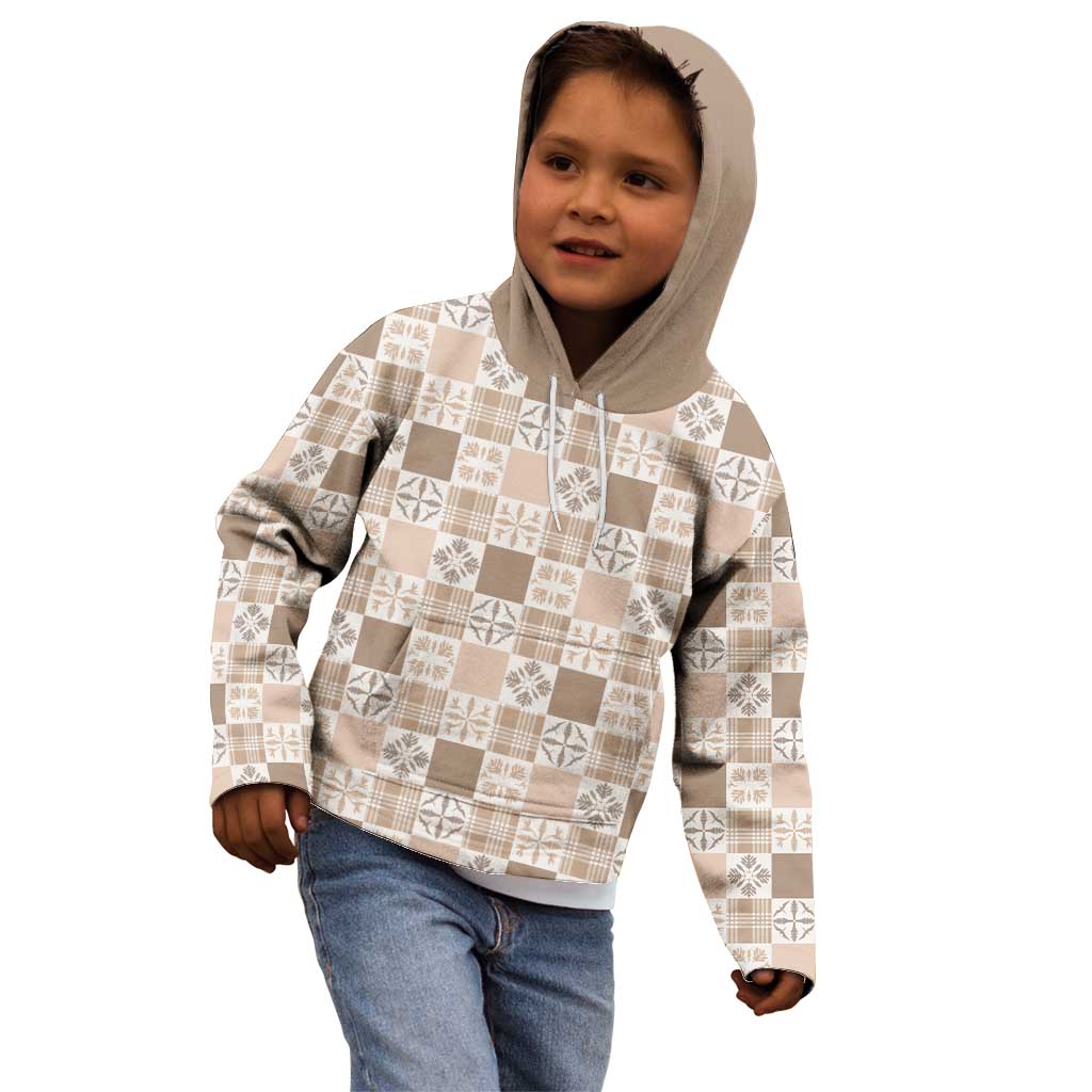 Hawaiian Palaka Quilt Pattern Kid Hoodie Hawaii Culture Bird of Paradise Exotic Motif - Polynesian Pride
