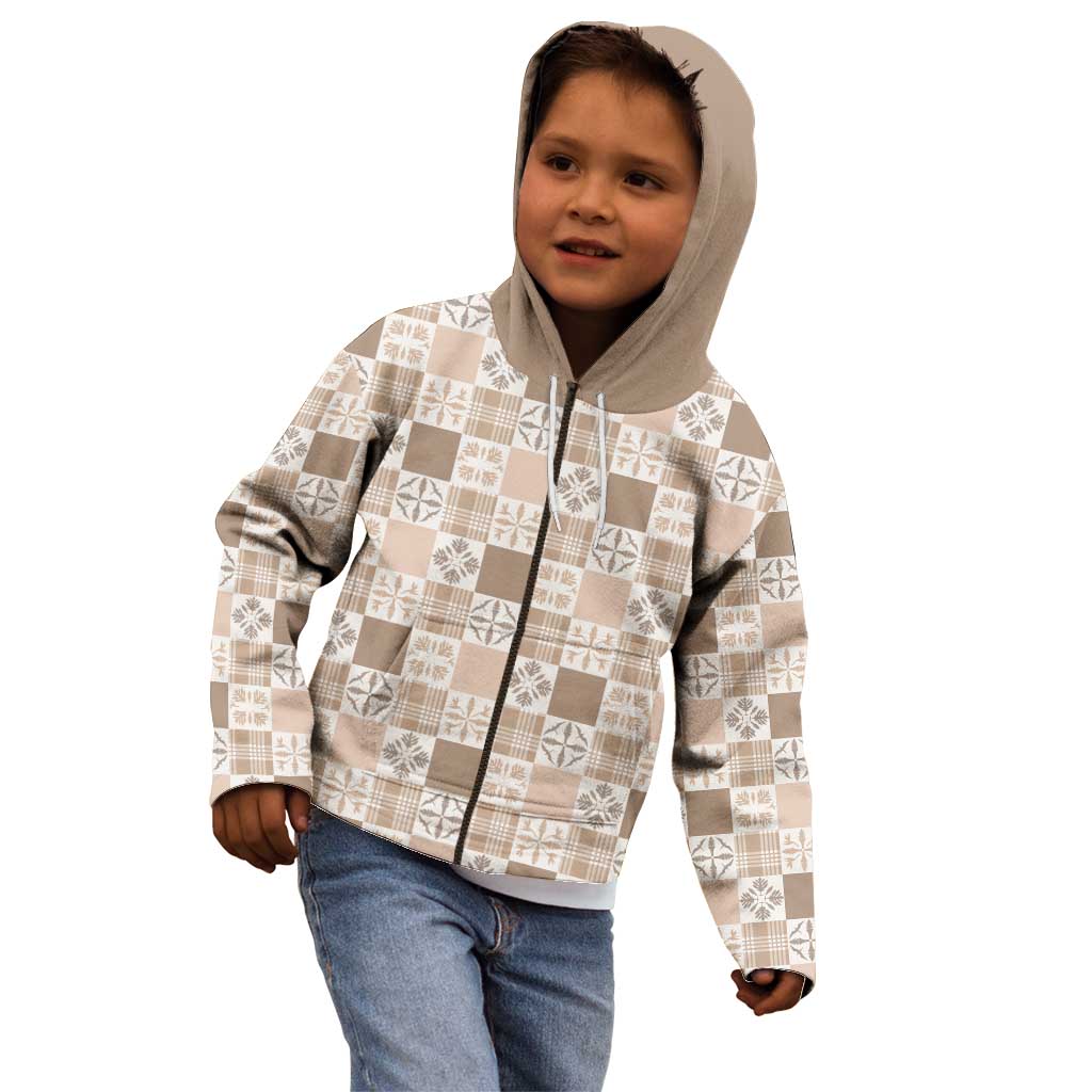 Hawaiian Palaka Quilt Pattern Kid Hoodie Hawaii Culture Bird of Paradise Exotic Motif - Polynesian Pride