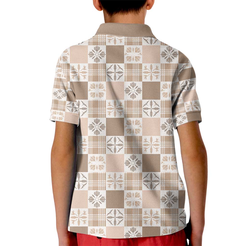 Hawaiian Palaka Quilt Pattern Kid Polo Shirt Hawaii Culture Bird of Paradise Exotic Motif - Polynesian Pride