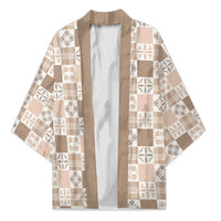 Hawaiian Palaka Quilt Pattern Kimono Hawaii Culture Bird of Paradise Exotic Motif LT9 Unisex Beige - Polynesian Pride