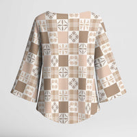 Hawaiian Palaka Quilt Pattern Kimono Sleeve Blouse Hawaii Culture Bird of Paradise Exotic Motif - Polynesian Pride