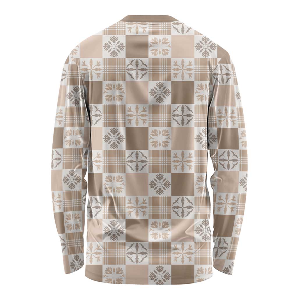 Hawaiian Palaka Quilt Pattern Long Sleeve Shirt Hawaii Culture Bird of Paradise Exotic Motif - Polynesian Pride