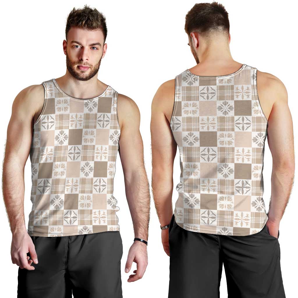Hawaiian Palaka Quilt Pattern Men Tank Top Hawaii Culture Bird of Paradise Exotic Motif - Polynesian Pride
