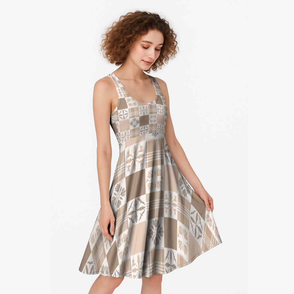 Hawaiian Palaka Quilt Pattern Midi Dress Hawaii Culture Bird of Paradise Exotic Motif - Polynesian Pride