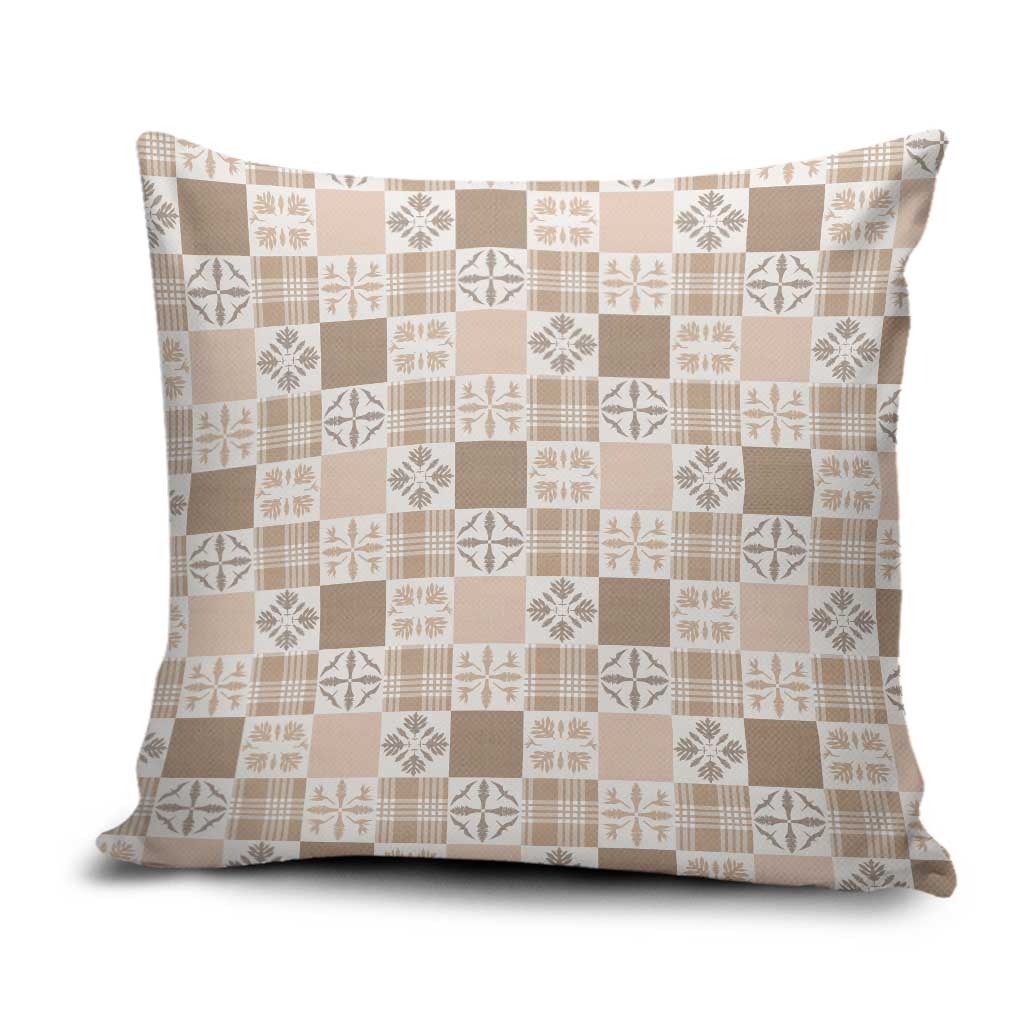 Hawaiian Palaka Quilt Pattern Pillow Cover Hawaii Culture Bird of Paradise Exotic Motif LT9 Beige - Polynesian Pride