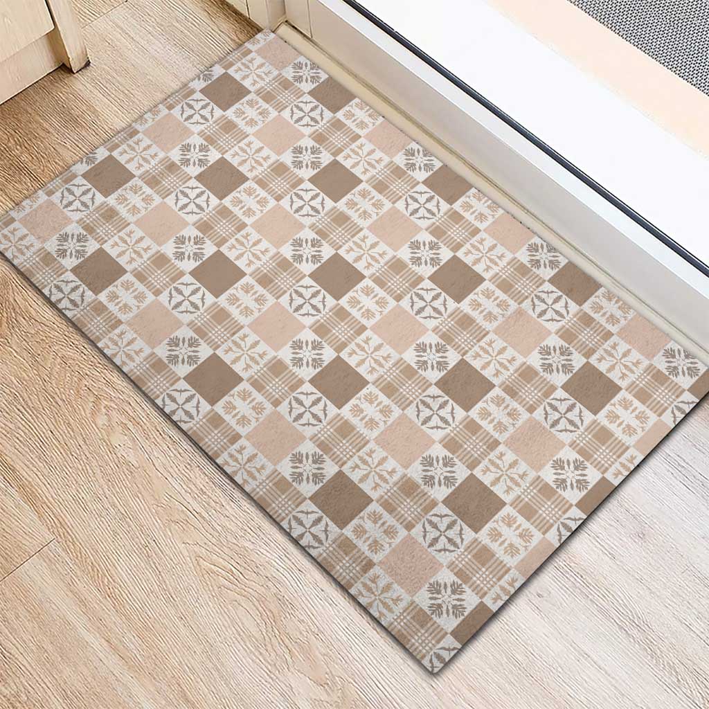 Hawaiian Palaka Quilt Pattern Rubber Doormat Hawaii Culture Bird of Paradise Exotic Motif LT9 - Polynesian Pride