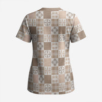 Hawaiian Palaka Quilt Pattern Scrub Top Hawaii Culture Bird of Paradise Exotic Motif - Polynesian Pride