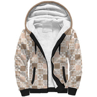 Hawaiian Palaka Quilt Pattern Sherpa Hoodie Hawaii Culture Bird of Paradise Exotic Motif - Polynesian Pride