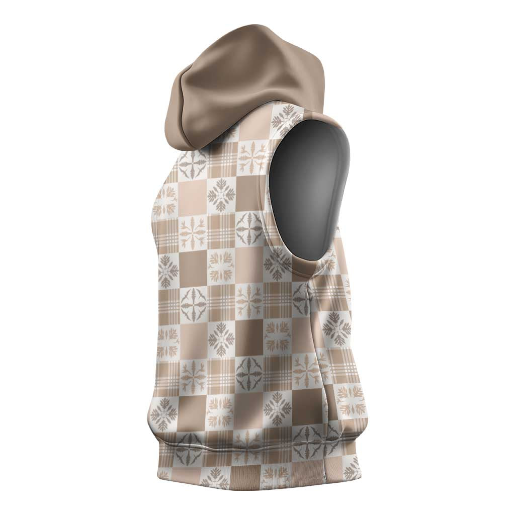 Hawaiian Palaka Quilt Pattern Sleeveless Hoodie Hawaii Culture Bird of Paradise Exotic Motif - Polynesian Pride