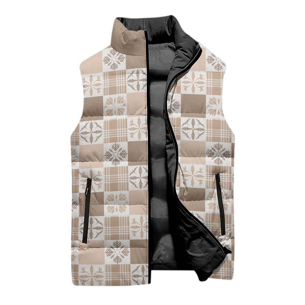 Hawaiian Palaka Quilt Pattern Sleeveless Puffer Jacket Hawaii Culture Bird of Paradise Exotic Motif LT9 - Polynesian Pride