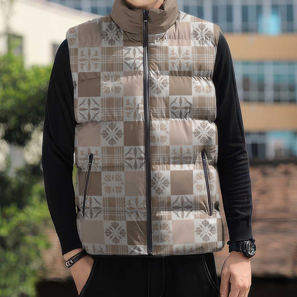 Hawaiian Palaka Quilt Pattern Sleeveless Puffer Jacket Hawaii Culture Bird of Paradise Exotic Motif LT9 - Polynesian Pride