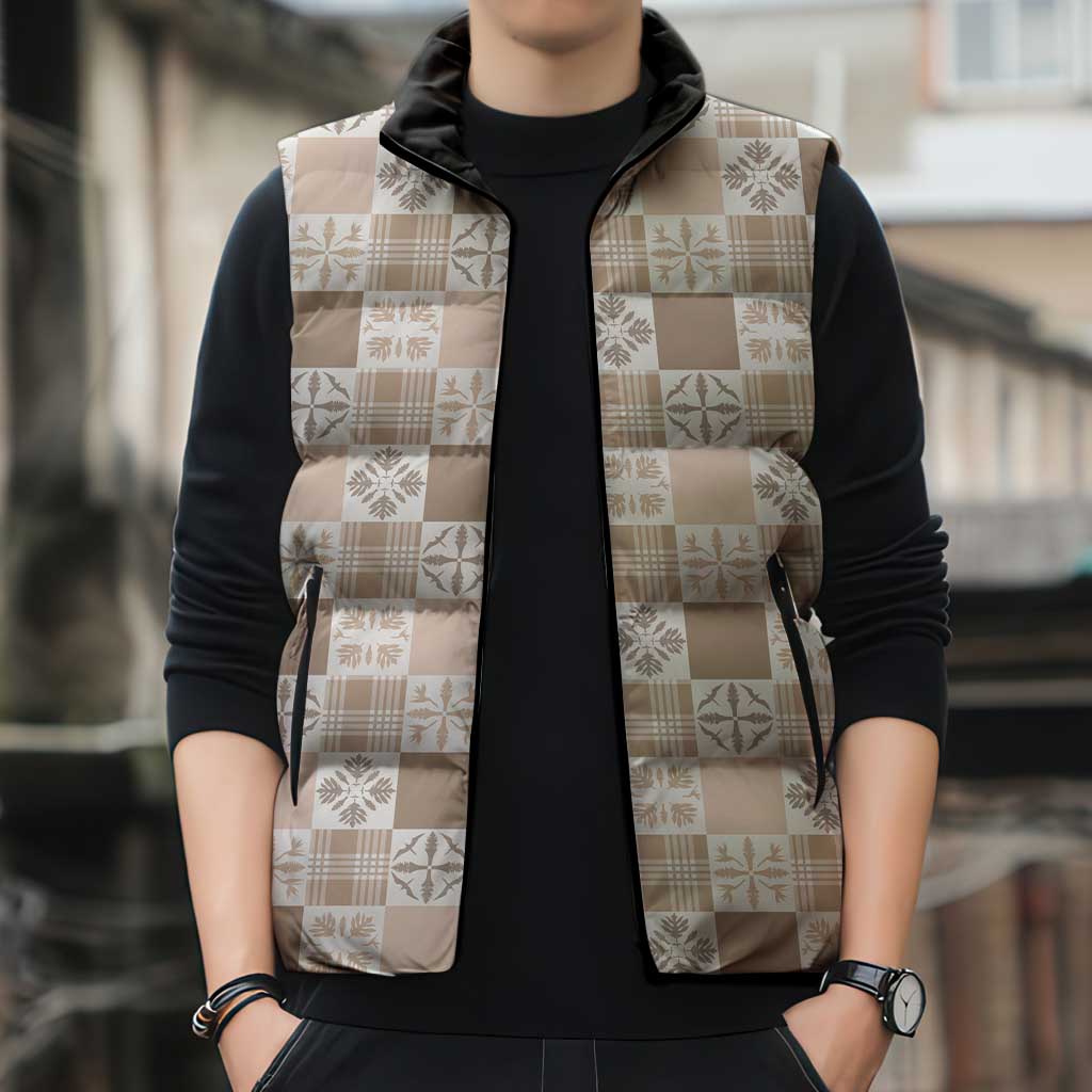 Hawaiian Palaka Quilt Pattern Sleeveless Puffer Jacket Hawaii Culture Bird of Paradise Exotic Motif LT9 - Polynesian Pride
