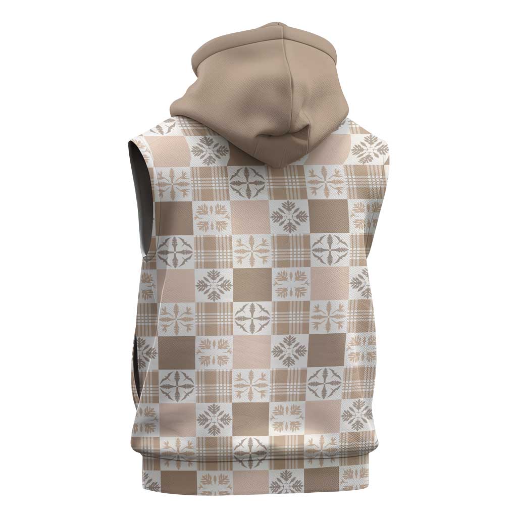 Hawaiian Palaka Quilt Pattern Sleeveless Zip Hoodie Hawaii Culture Bird of Paradise Exotic Motif - Polynesian Pride